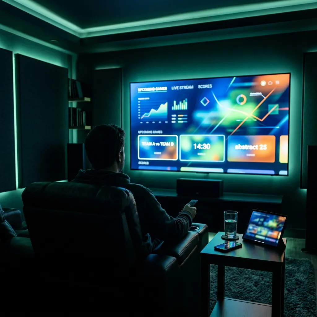 Premium home entertainment setup for live sports streaming on TV and mobile devices